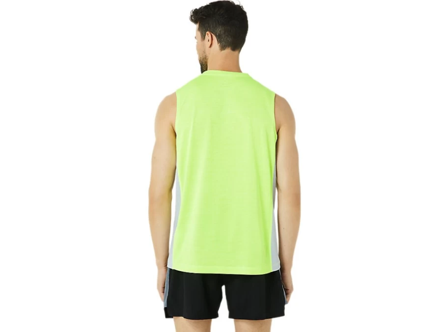 ASICS Men's Hazard Green/Piedmont Grey Muscle Tank Top - SANA Training Shirt for Workouts & Gym