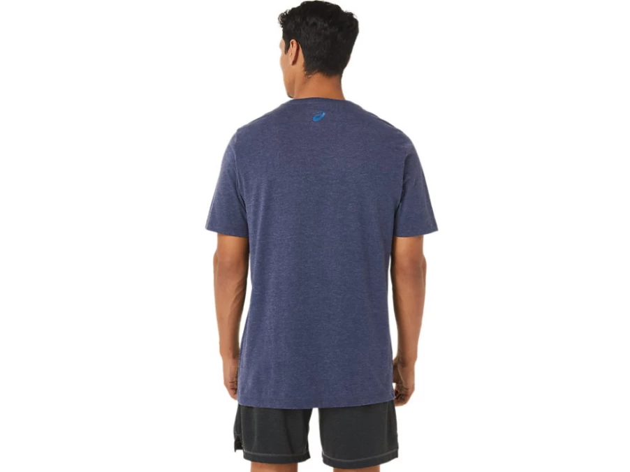 ASICS Men's SS Sunrise Runner Graphic Tee in Peacoat Heather - Athletic Running Shirt