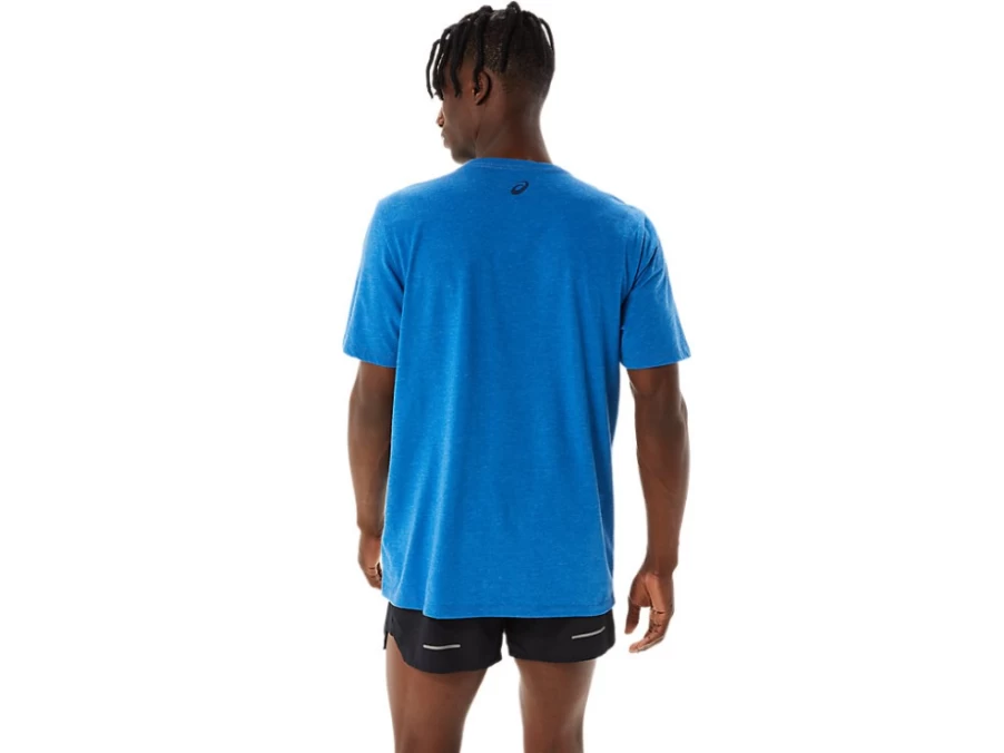 ASICS Men's SS Sunrise Runner Graphic Tee in Lake Drive Heather