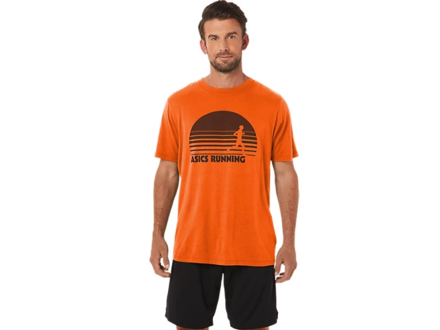 ASICS Men's Marigold Orange Heather SS Sunrise Runner Graphic Tee