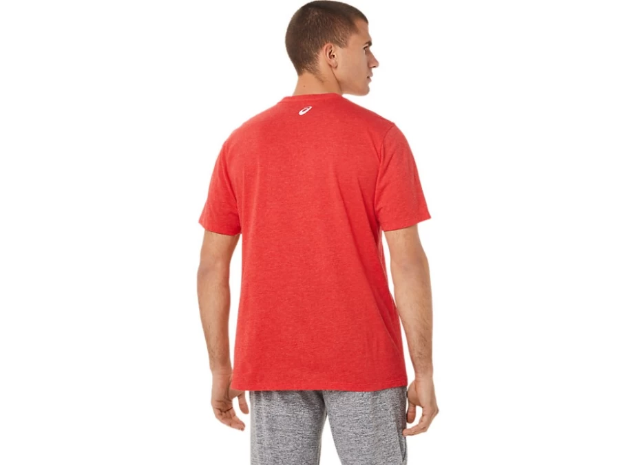 ASICS Unisex Classic Red Heather 1977 Sportswear Vintage Tee