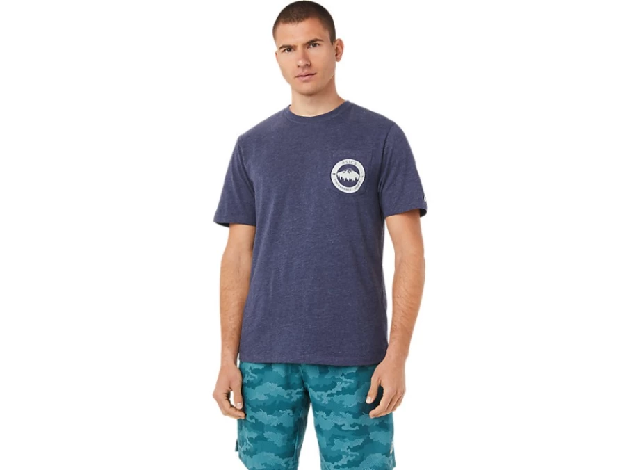 ASICS Men's 1977 Mountain Pocket T-Shirt in Peacoat Heather