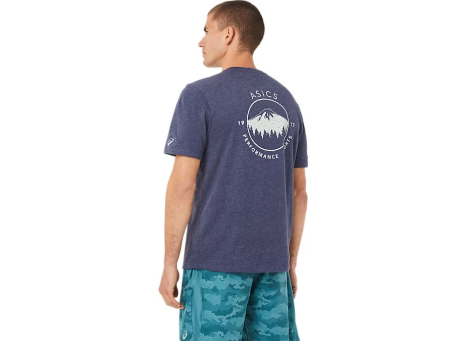 ASICS Men's 1977 Mountain Pocket T-Shirt in Peacoat Heather