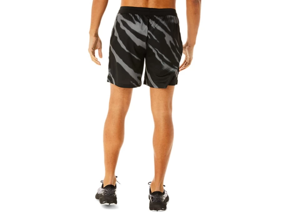 ASICS Men's Performance Black/Graphite Grey All Over Print Seasonal Shorts