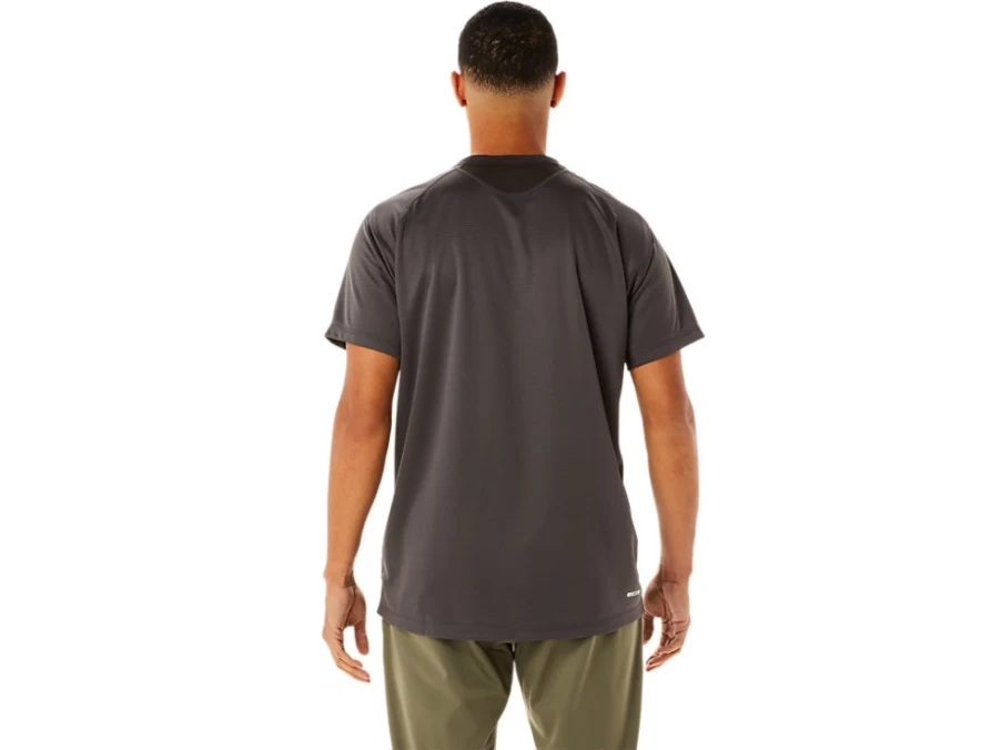 ASICS Men's Active Short Sleeve Top - Obsidian Grey Performance Shirt