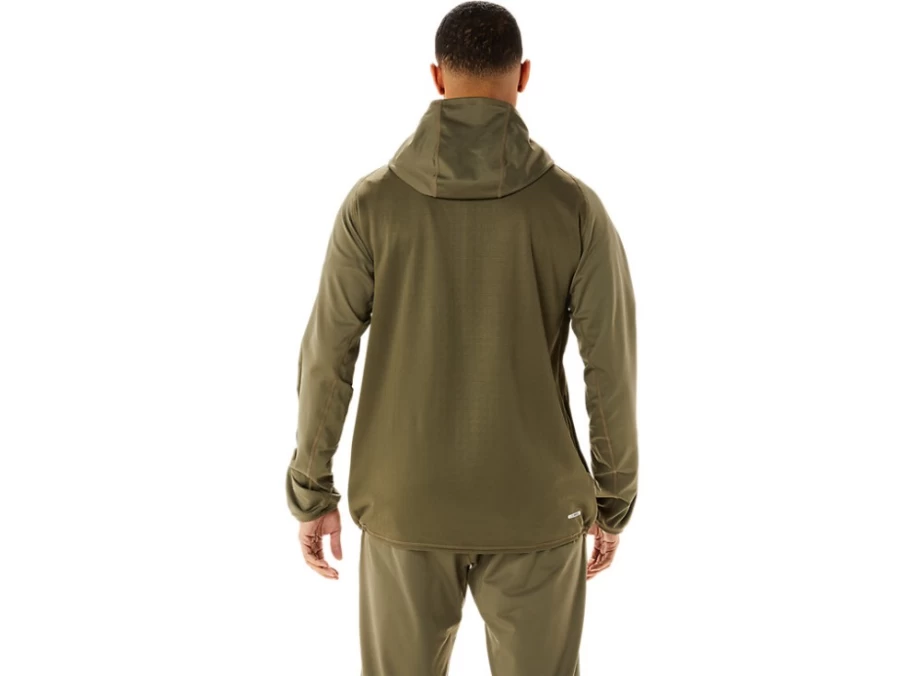 ASICS Men's Mantle Green Actibreeze Jacquard Brushed Knit Jacket - Lightweight Performance Outerwear