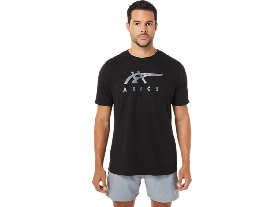 ASICS Unisex Performance Black Stripe Short Sleeve T-Shirt