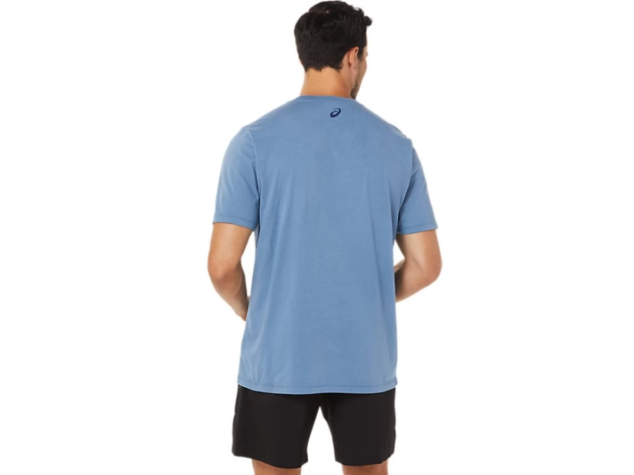 ASICS Unisex Storm Blue Stripe Short Sleeve T-Shirt
