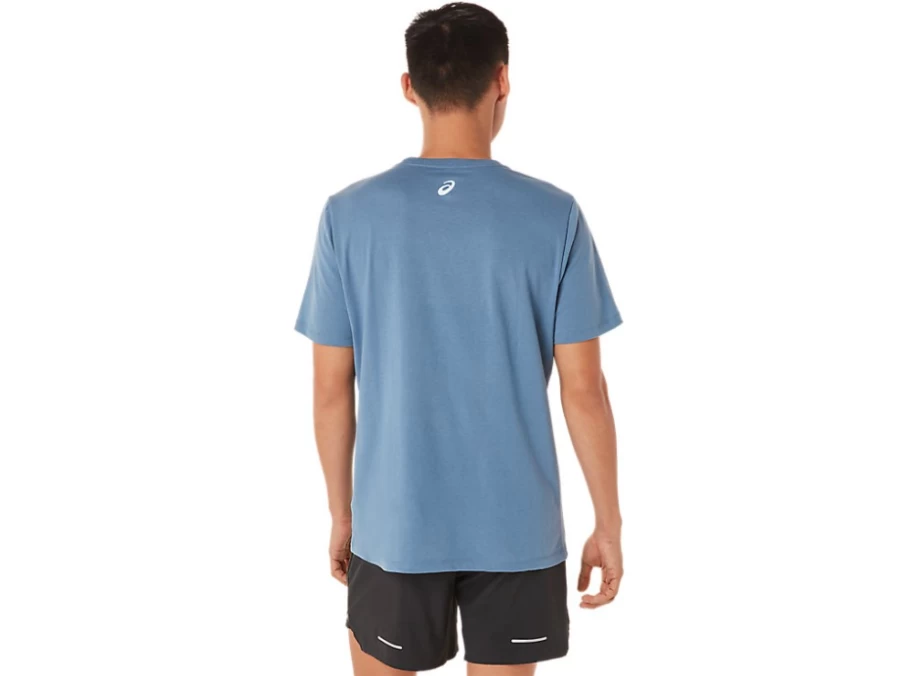 ASICS Men's SS Run Club T-Shirt in Storm Blue - Lightweight Running Tee for Training & Gym