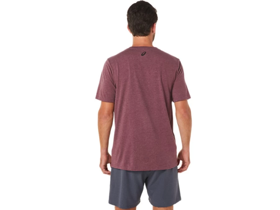 ASICS Unisex Deep Mars Heather Short Sleeve Rise Slogan Tee - Casual Comfort Fit T-Shirt