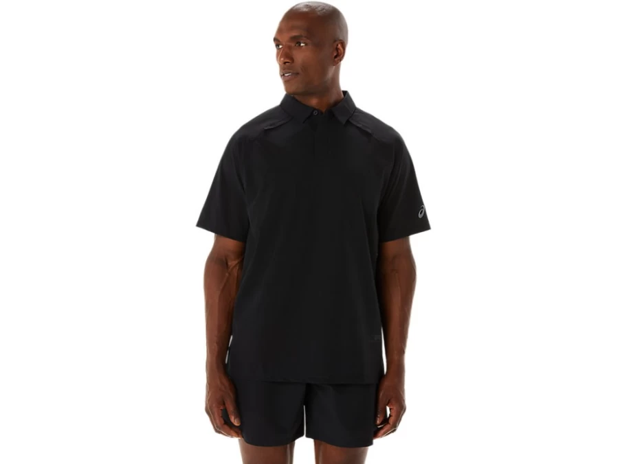 ASICS Men's Actibreeze Jacquard Polo Shirt in Performance Black - Moisture-Wicking & Breathable Performance Top