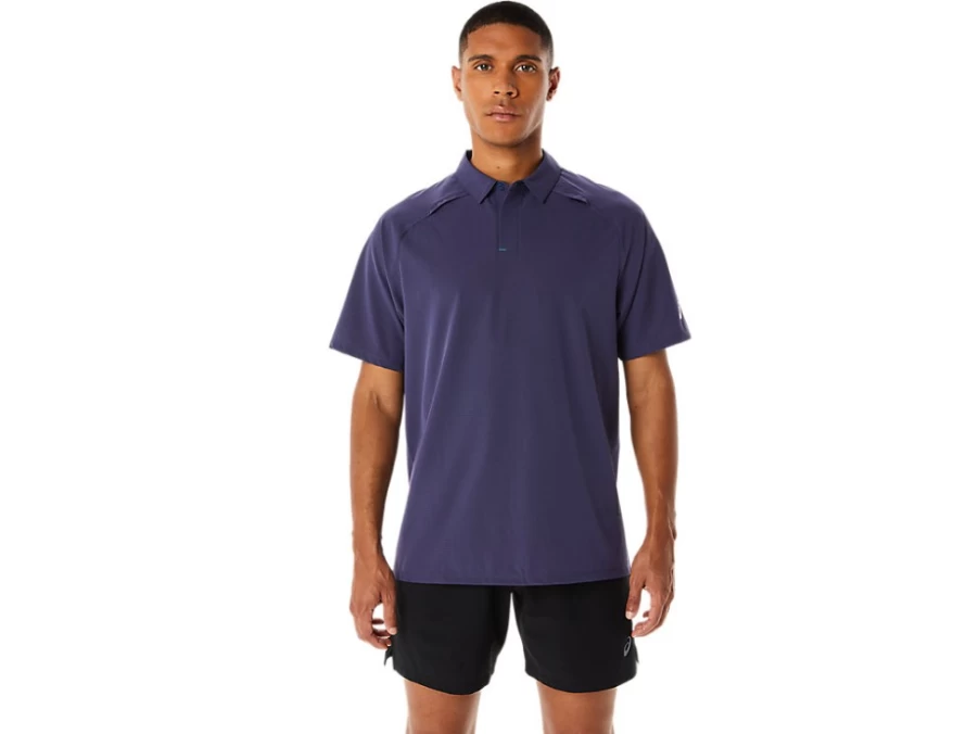 ASICS Men's Indigo Fog Actibreeze Jacquard Polo Shirt – Moisture-Wicking & Breathable Performance Top