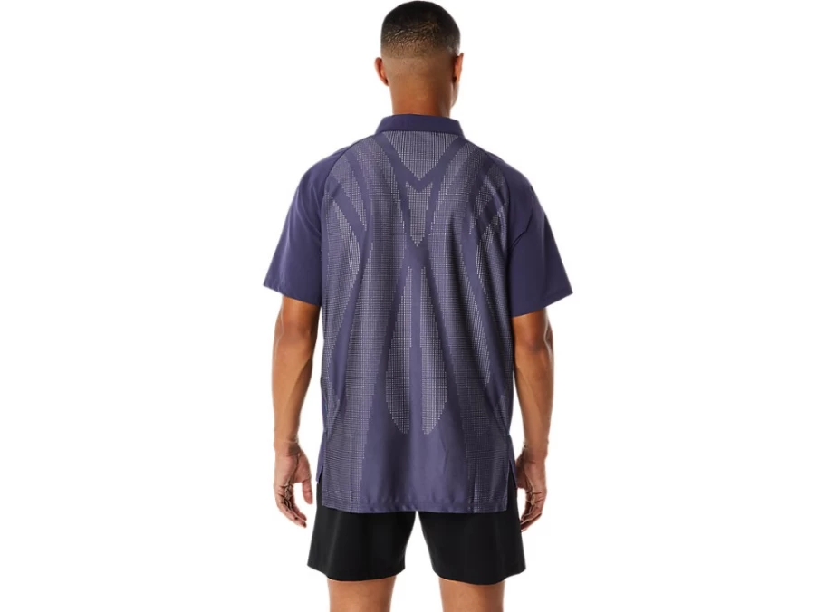 ASICS Men's Indigo Fog Actibreeze Jacquard Polo Shirt – Moisture-Wicking & Breathable Performance Top