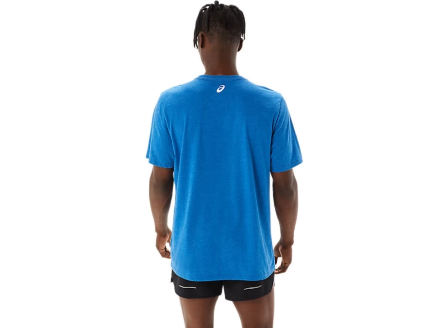 ASICS Men's SS Property Sports Tee in Lake Drive Heather - Lightweight Performance Shirt
