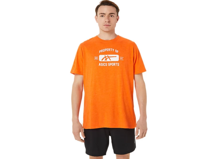 ASICS Men's Marigold Orange Heather Sports Tee - M SS PROPERTY Athletic Shirt