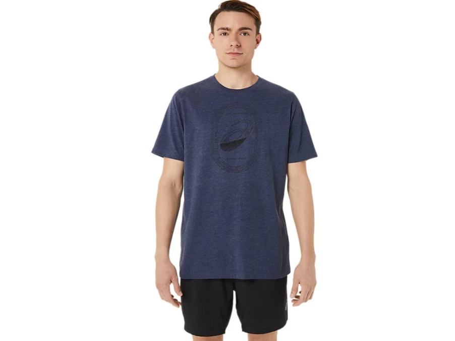 ASICS Men's Peacoat Heather SS SPIRAL A Track and Field T-Shirt