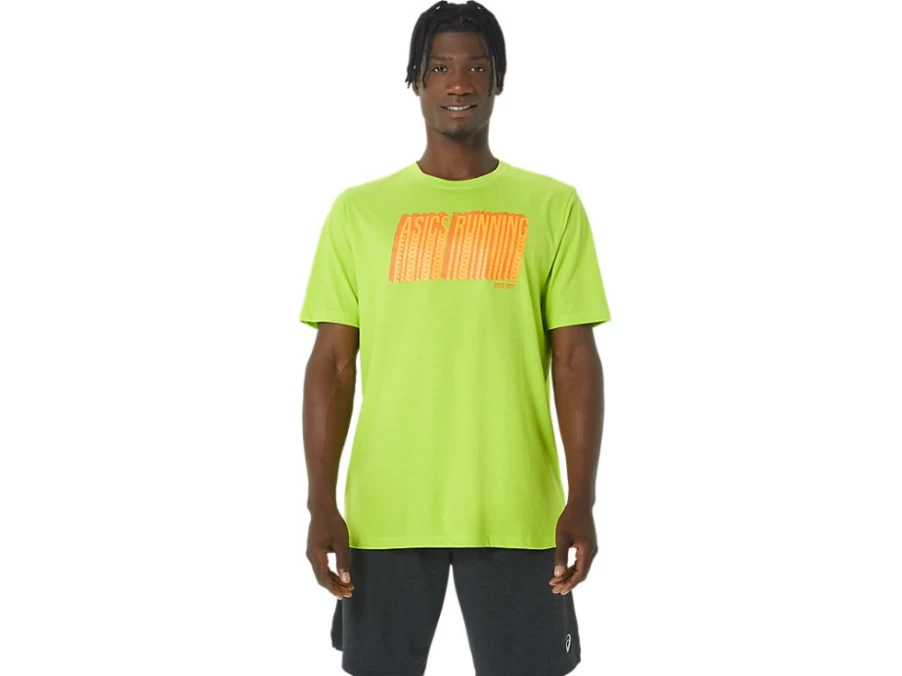 ASICS Men's Lime Zest Long Sleeve Abstract Logo T-Shirt