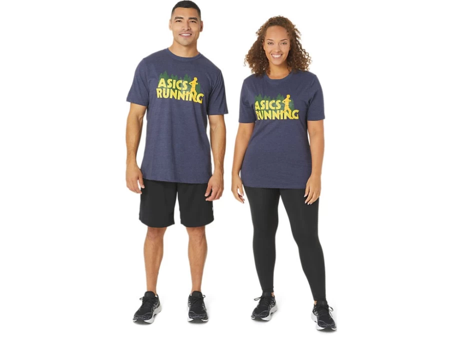 ASICS Men's Evergreen Trail Running T-Shirt in Peacoat Heather – Lightweight Performance Tee
