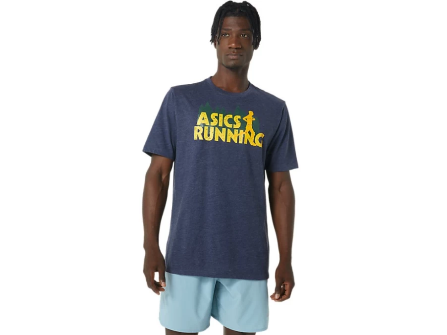 ASICS Men's Evergreen Trail Running T-Shirt in Peacoat Heather – Lightweight Performance Tee