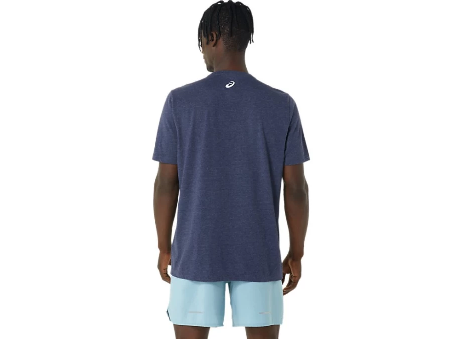 ASICS Men's Peacoat Heather Hibiscus Slogan T-Shirt