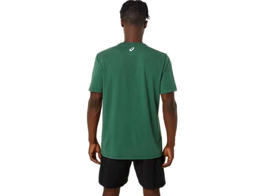 ASICS Men's Holiday Lights Logo Crew Neck Sweatshirt in Hunter Green