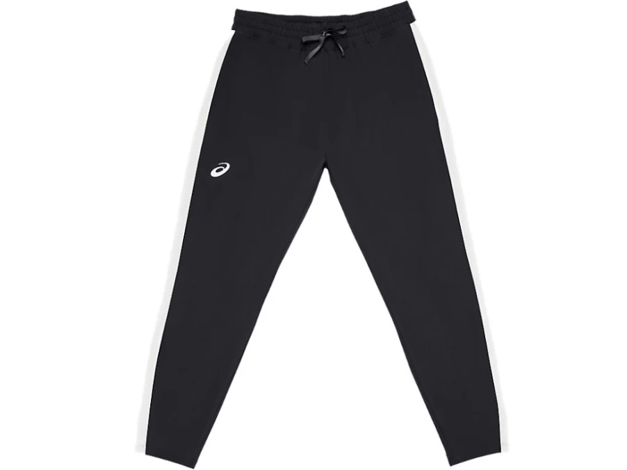 ASICS Women's Black/White Woven Track Pants - Lightweight Athletic Bottoms