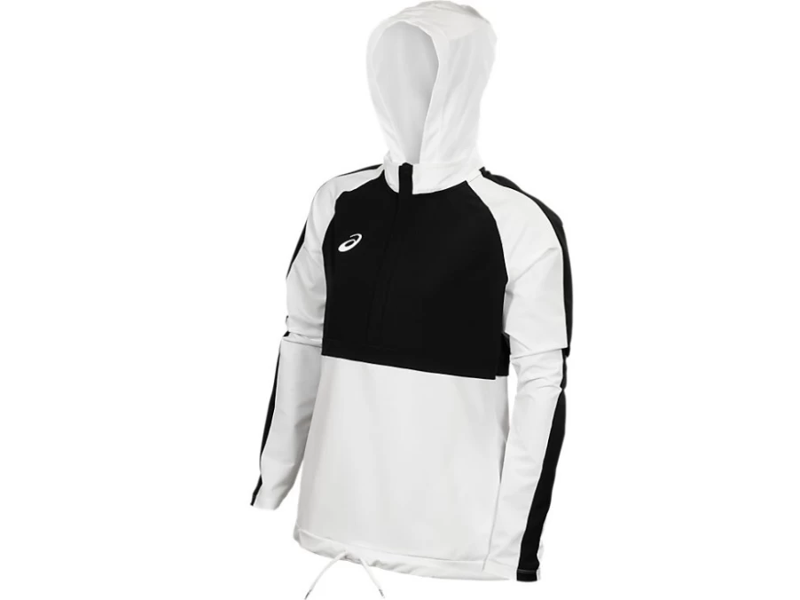 ASICS Women's White/Black Stretch Woven Track Top - Lightweight Athletic Jacket