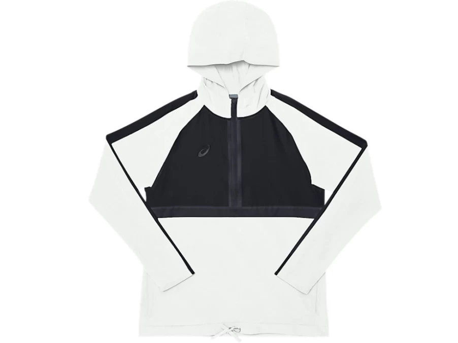 ASICS Women's White/Black Stretch Woven Track Top - Lightweight Athletic Jacket