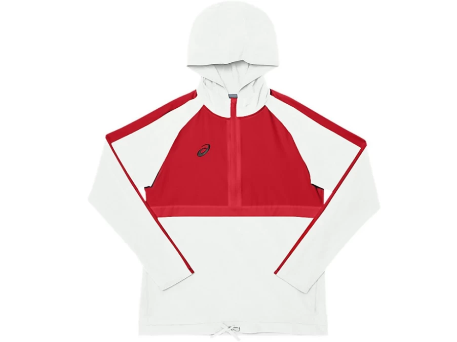 ASICS Women's Red/White Stretch Woven Track Top - Lightweight Athletic Jacket