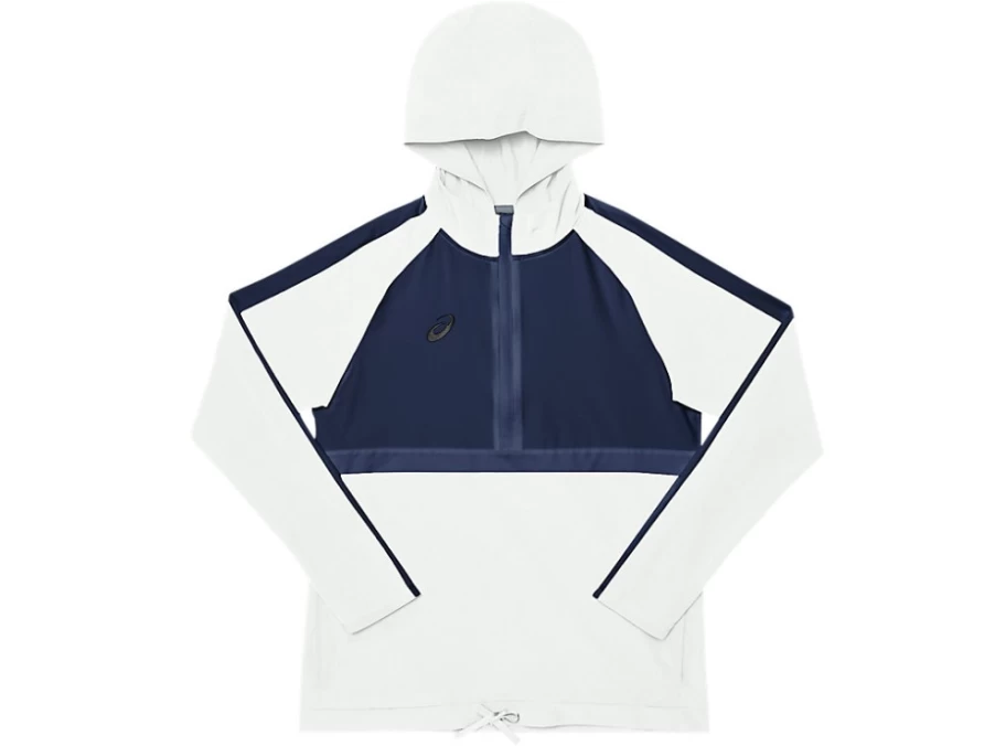 ASICS Women's Navy/White Stretch Woven Track Top – Lightweight Athletic Jacket