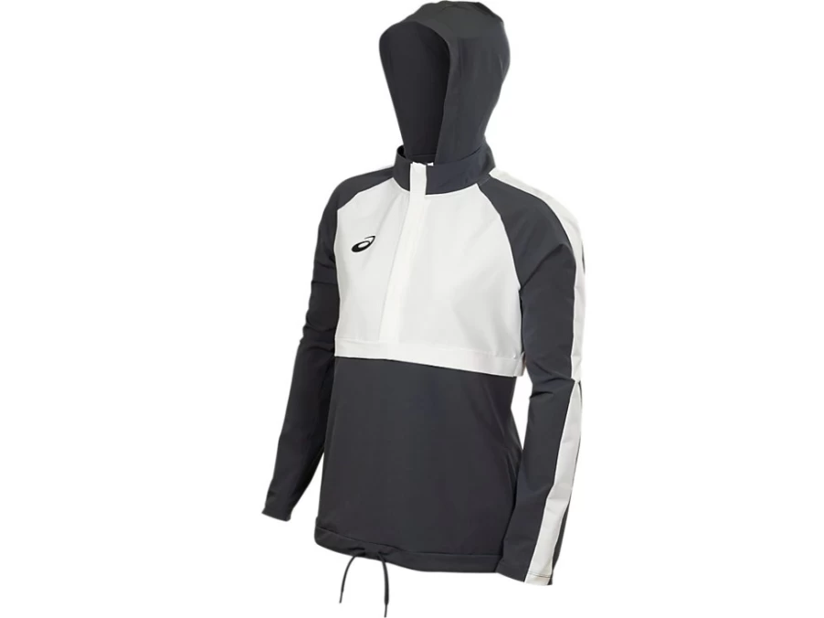 ASICS Women's Steel Grey & White Stretch Woven Track Top - Lightweight Athletic Jacket