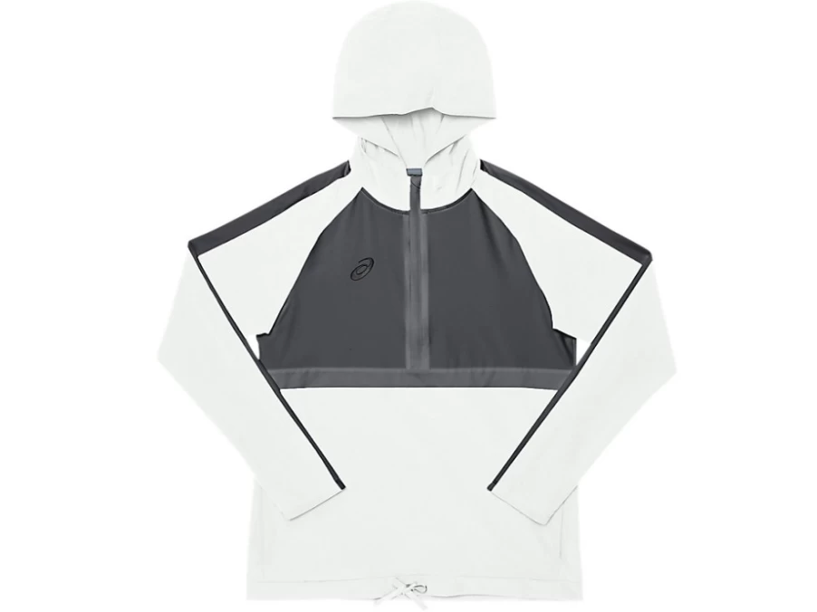 ASICS Women's Steel Grey & White Stretch Woven Track Top - Lightweight Athletic Jacket