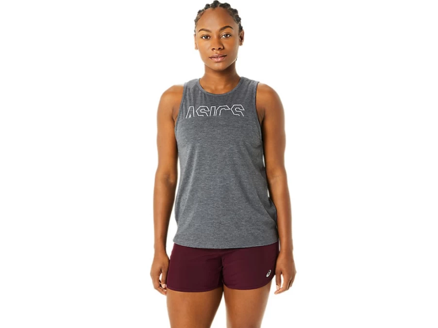 ASICS Women's Dark Grey Heather Muscle Tank Top – Athletic Workout Shirt