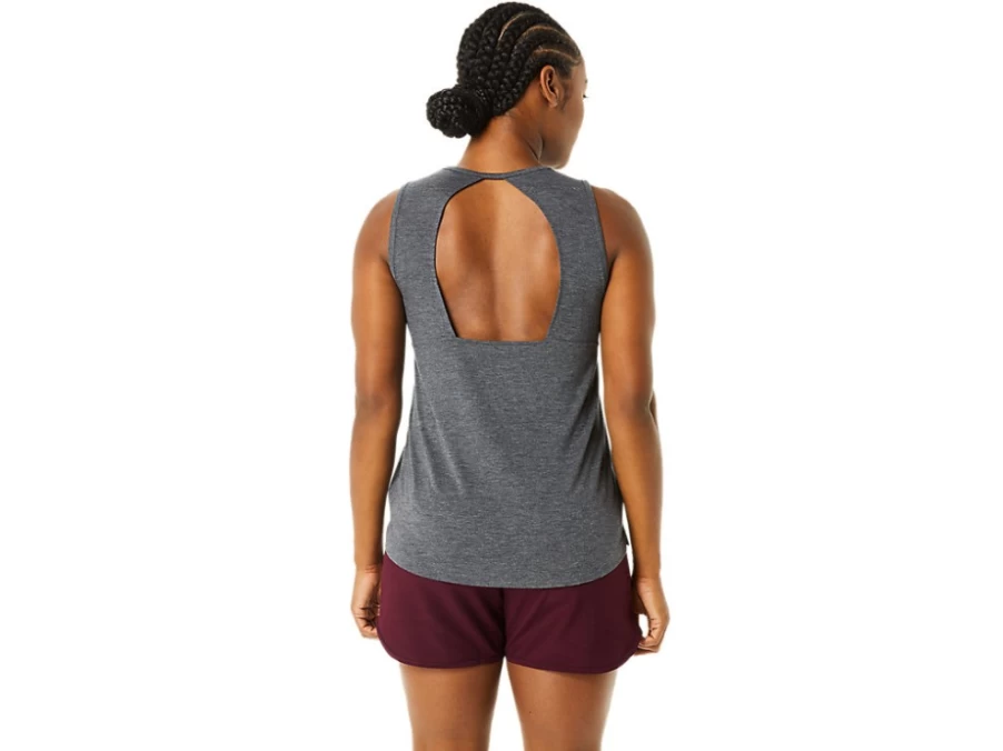 ASICS Women's Dark Grey Heather Muscle Tank Top – Athletic Workout Shirt