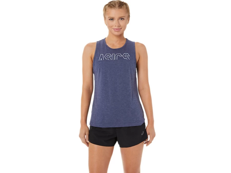 ASICS Women's Muscle Tank Top - Peacoat Heather/Fresh Ice - Lightweight Workout Shirt