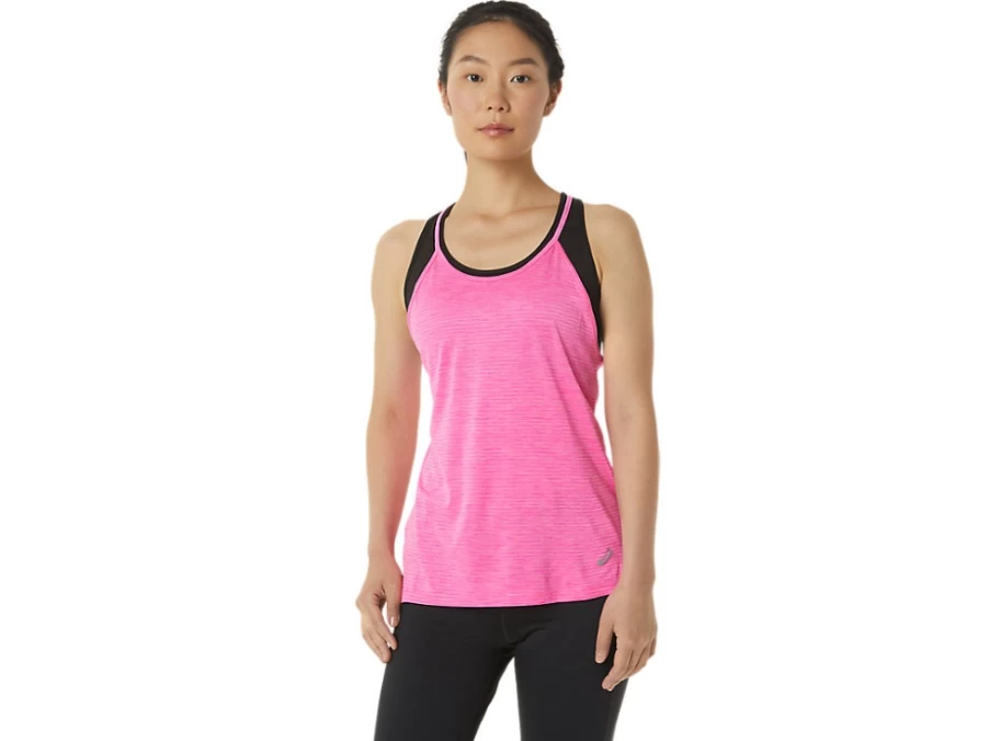 ASICS Women's Pink Glo Spacedye Strappy Tank Top - Lightweight Workout Shirt