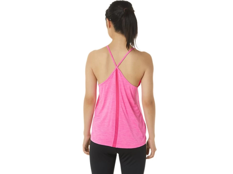 ASICS Women's Pink Glo Spacedye Strappy Tank Top - Lightweight Workout Shirt