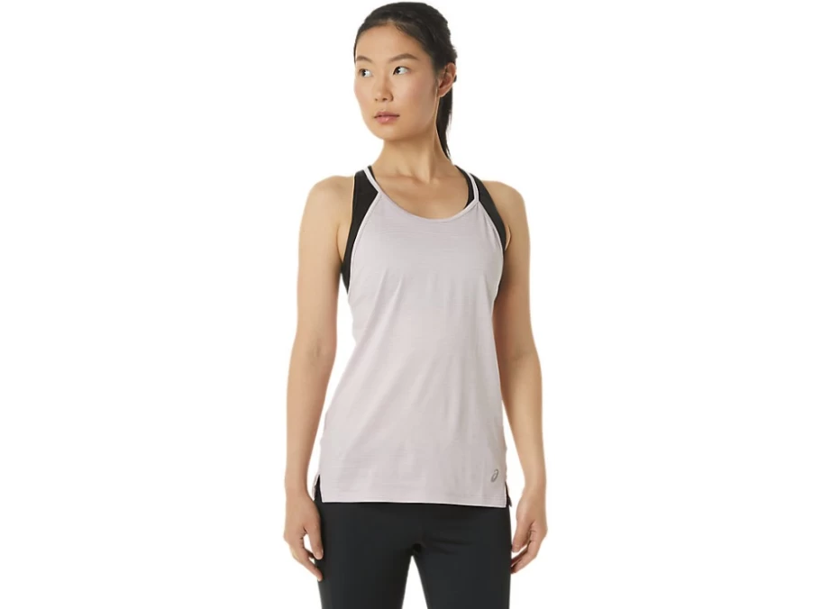 ASICS Women's Strappy Tank Top - Barely Rose Spacedye Athletic Workout Shirt
