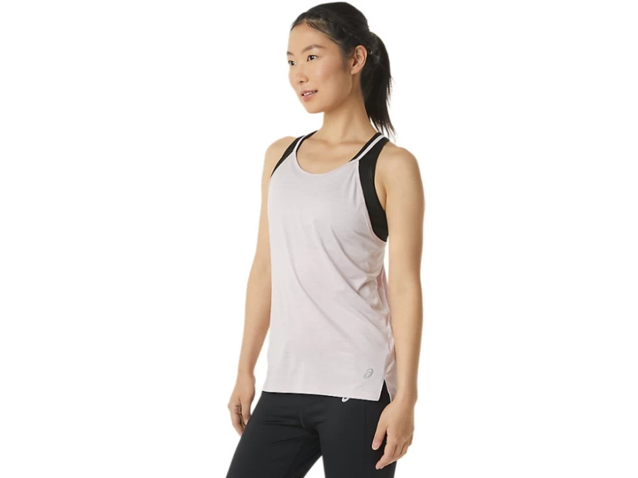 ASICS Women's Strappy Tank Top - Barely Rose Spacedye Athletic Workout Shirt