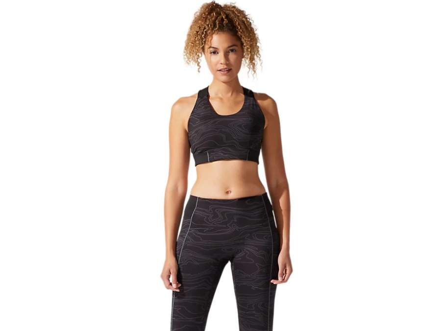 ASICS Women's Piping Graphic Sports Bra - Performance Black/Carrier Grey - Breathable Comfort Fit