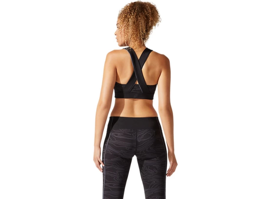ASICS Women's Piping Graphic Sports Bra - Performance Black/Carrier Grey - Breathable Comfort Fit