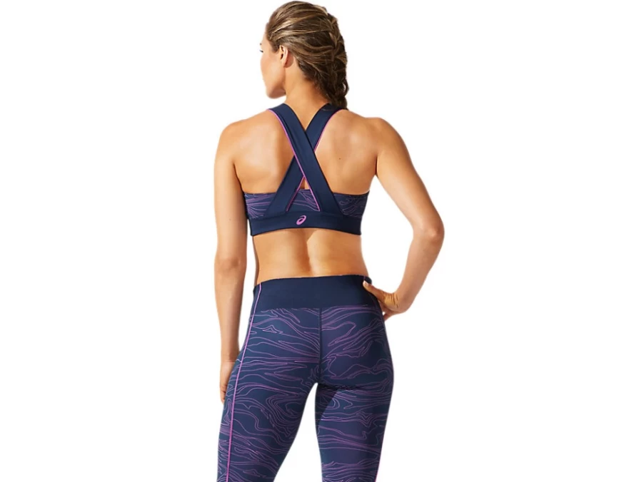 ASICS Women's French Blue/Digital Grape Piping Graphic Sports Bra