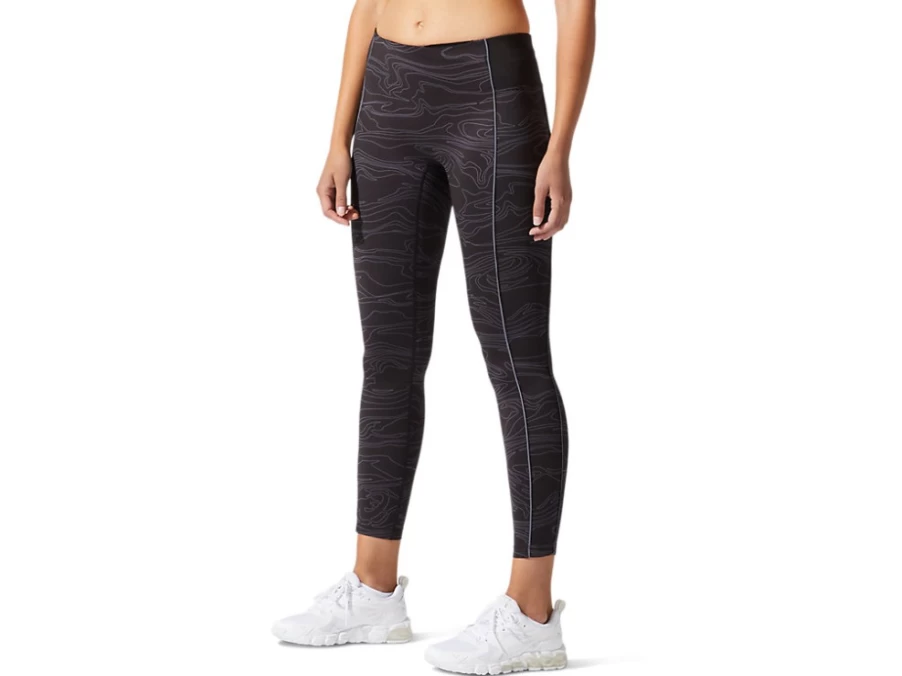 ASICS Women's Performance Black/Carrier Grey Piping Graphic Tight Running Pants