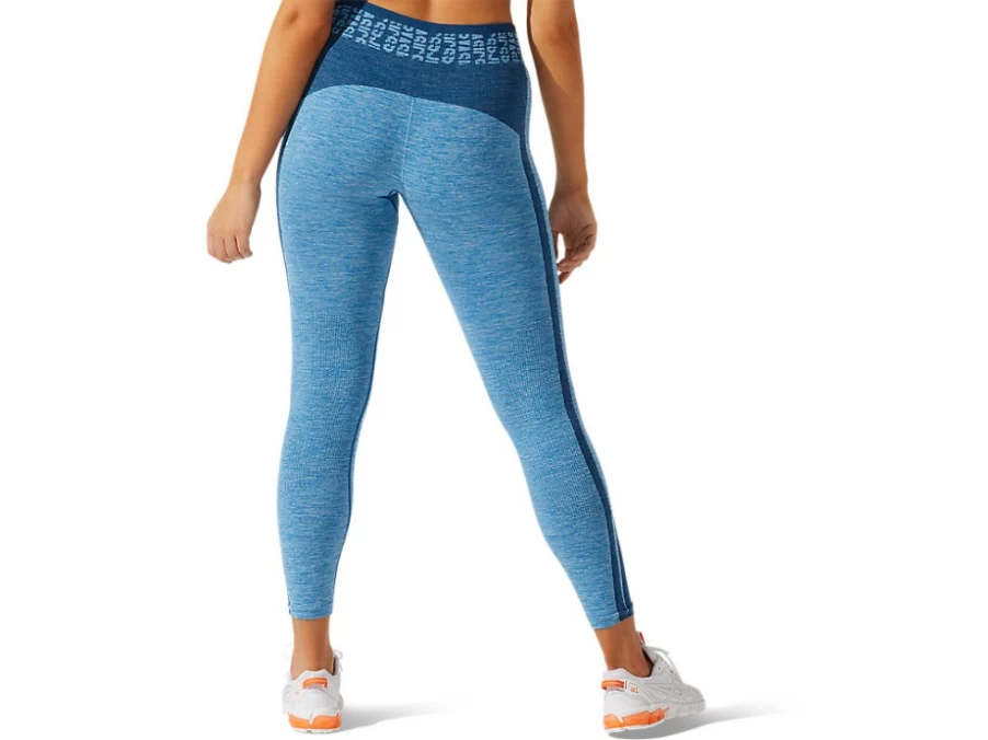 ASICS Women's Cropped Seamless Tight in Reborn Blue/Mako Blue - Lightweight Workout Leggings