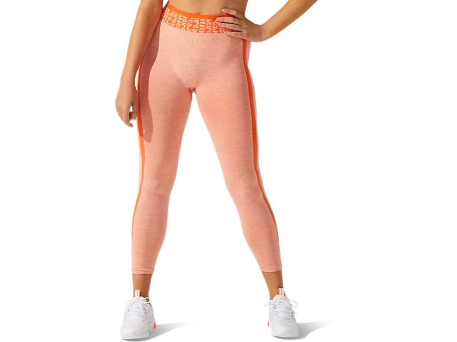 ASICS Women's Cropped Seamless Tight - Marigold Orange/Sun Peach Fitness Leggings