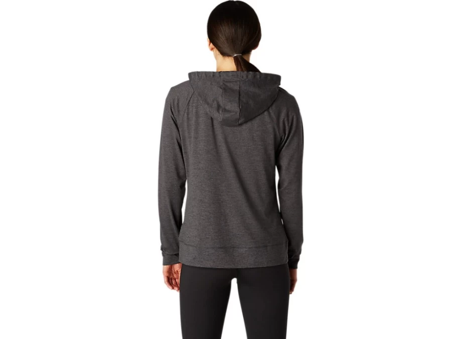 ASICS Women's Dark Grey Heather Tech Full Zip Hoodie - Lightweight Running Jacket