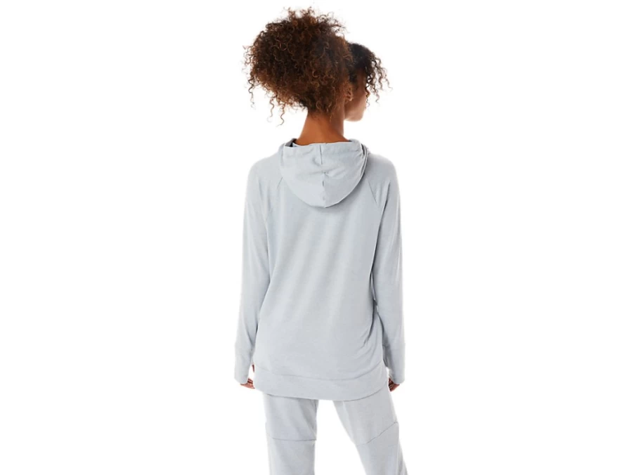 ASICS Women's W Tech PO Hoodie - Piedmont Grey Spacedye/Sage Pullover Sweatshirt