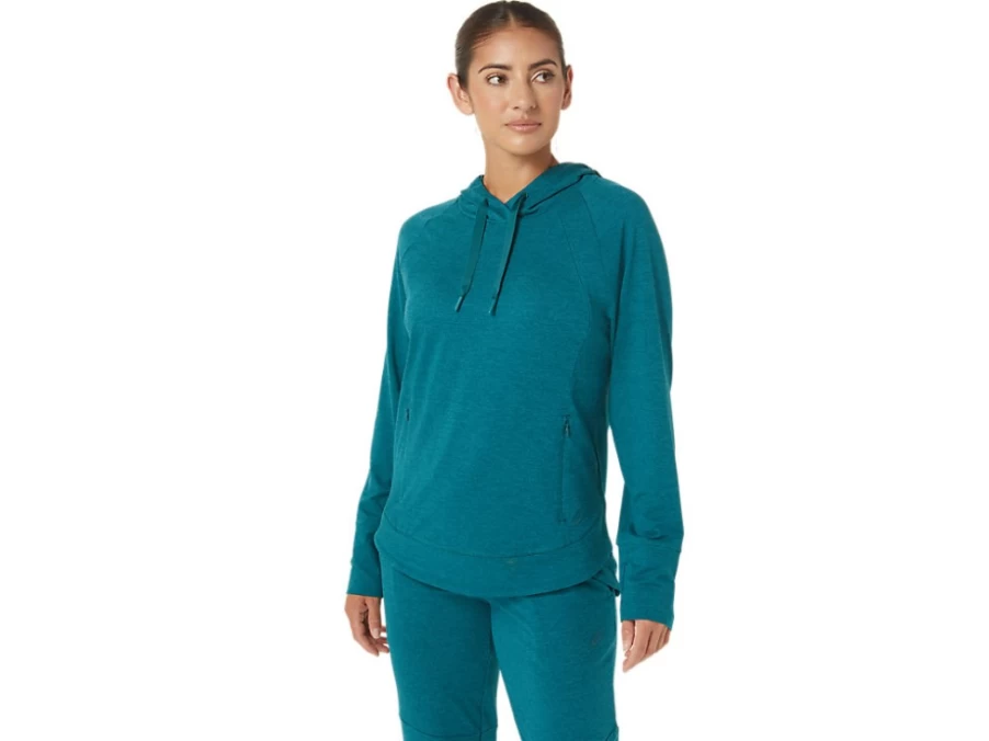 ASICS Women's Velvet Pine Spacedye Tech PO Hoodie - W TECH PO Sweatshirt