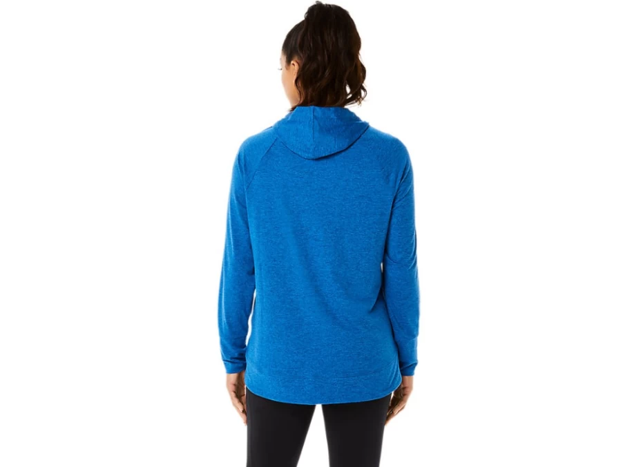 ASICS Women's W Tech PO Hoodie in Lake Drive Spacedye/Clear Blue