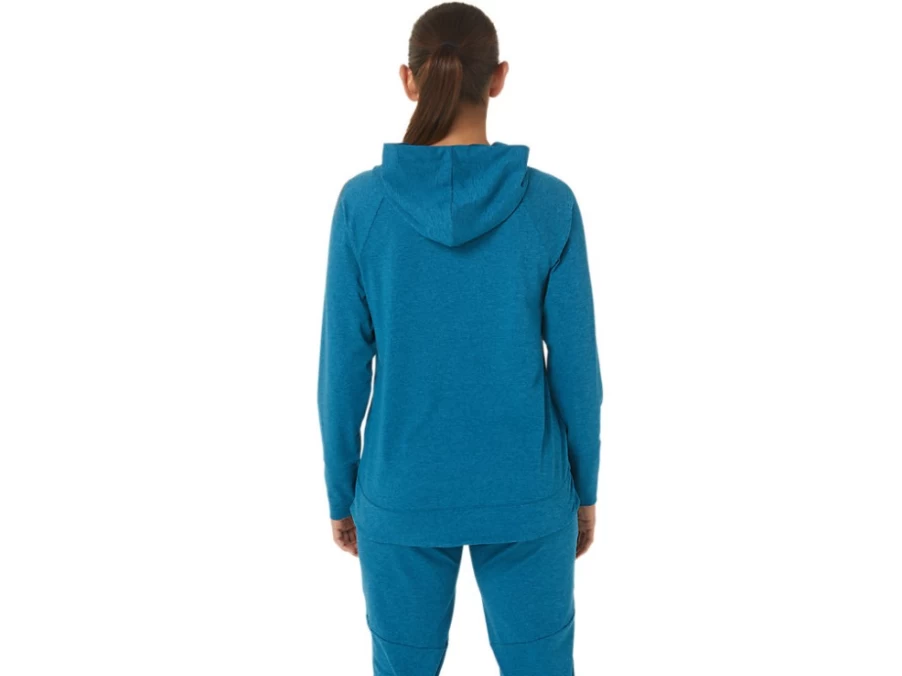 ASICS Women's W Tech PO Hoodie in Deep Sea Teal Spacedye - Lightweight Performance Pullover